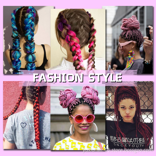 Synthetic Hair Braiding wig 41Inch 165g High Temperature Fiber Jumbo Braiding Pink Blue Pure Crochet Braiding Hair Extension